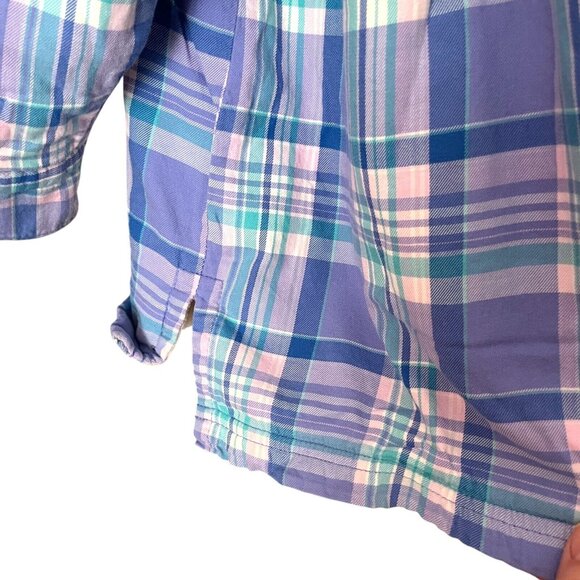 LL Bean Purple Plaid Fleece Lined Flannel Button Up Shirt Women's Plus Size 2XL - Picture 4 of 7